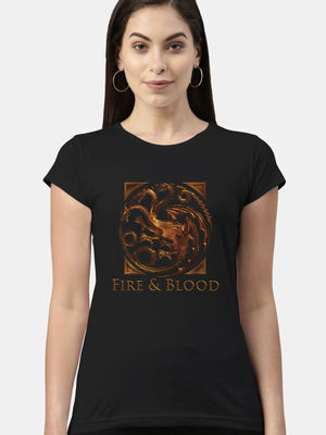 Buy Fire and Blood Black - Womens Designer T-Shirts T-Shirts Online
