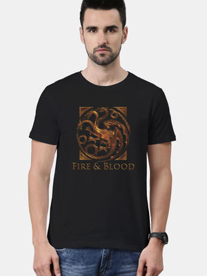 Buy Fire and Blood Black - Mens Designer T-Shirts T-Shirts Online