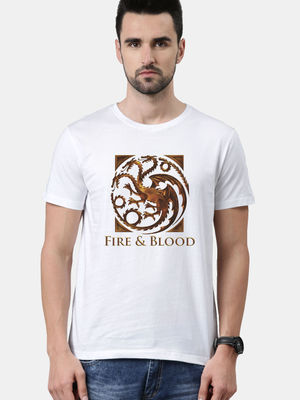 Buy Fire and Blood White - Mens Designer T-Shirts T-Shirts Online