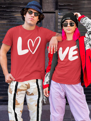 Couple T-Shirt Red Love - Designer T-Shirts