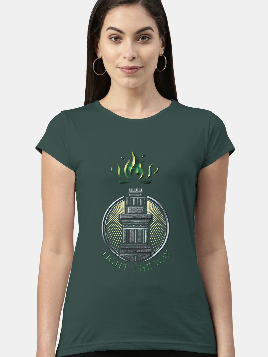 Buy Light the Way Front Bottle Green - Female Designer T-Shirts T-Shirts Online