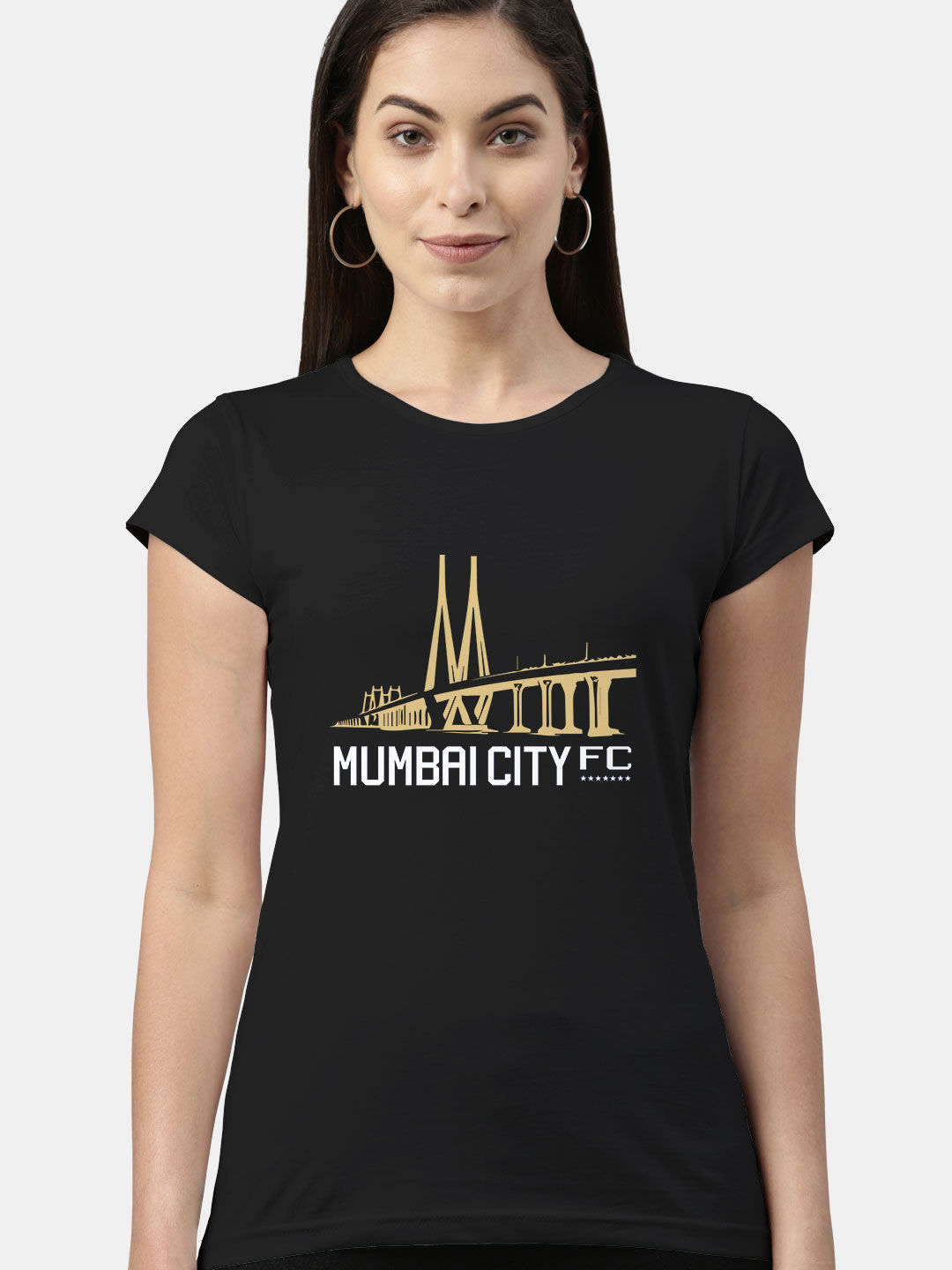 Buy MCFC Mumbai City - Female Designer T-Shirts Black T-Shirts Online