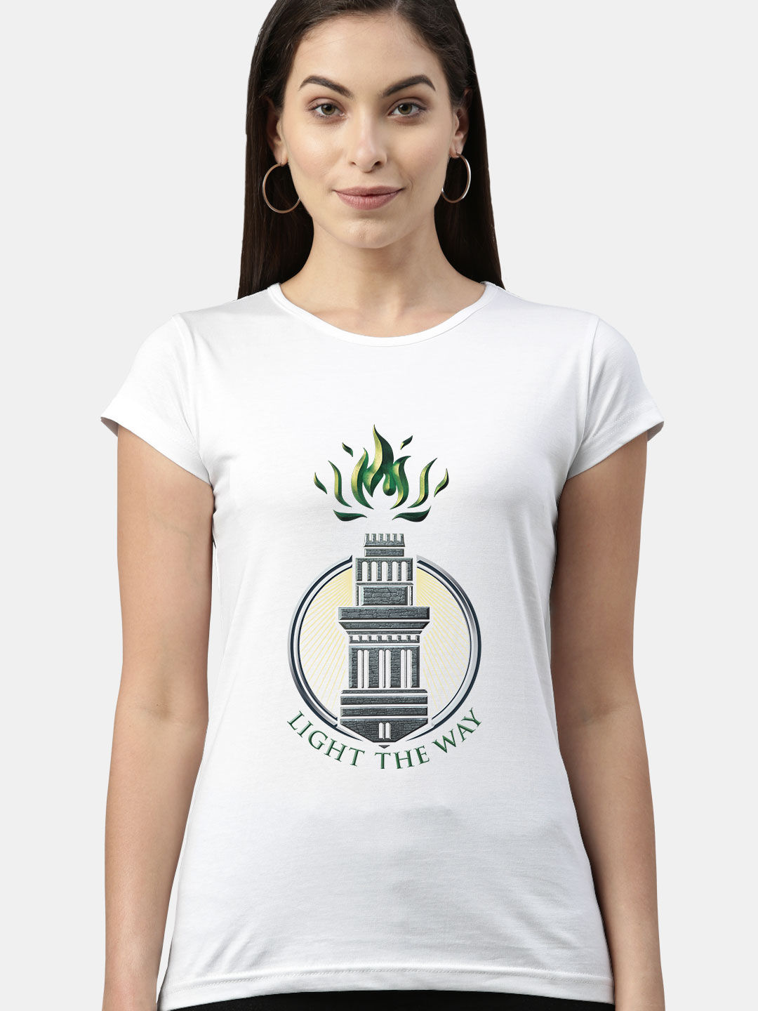 Buy Light the Way Front White - Female Designer T-Shirts T-Shirts Online