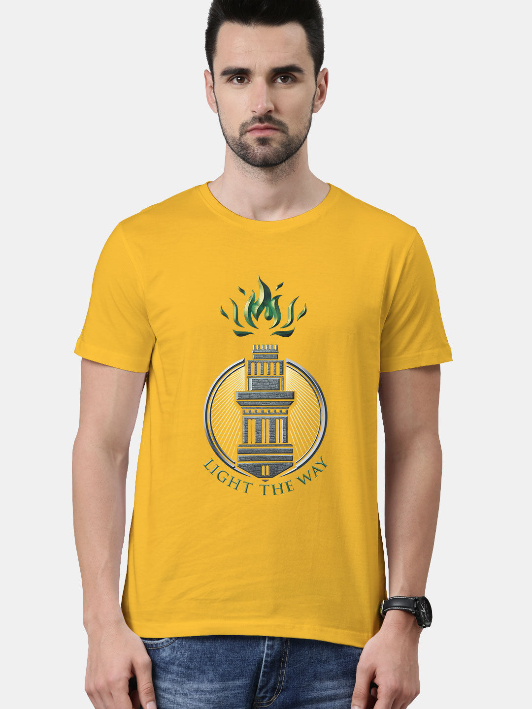 Buy Light the Way Front Yellow - Male Designer T-Shirts T-Shirts Online