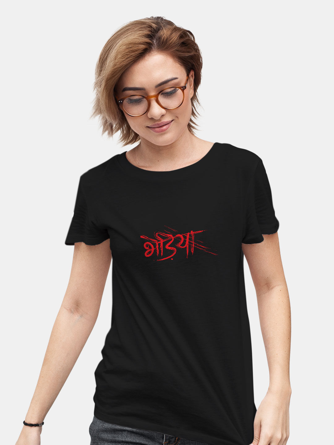 Buy Bhediya Black - Female Designer T-Shirts T-Shirts Online