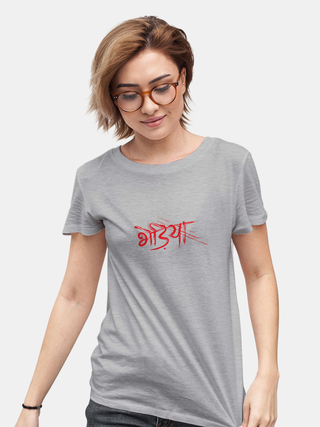 Buy Bhediya Grey - Female Designer T-Shirts T-Shirts Online