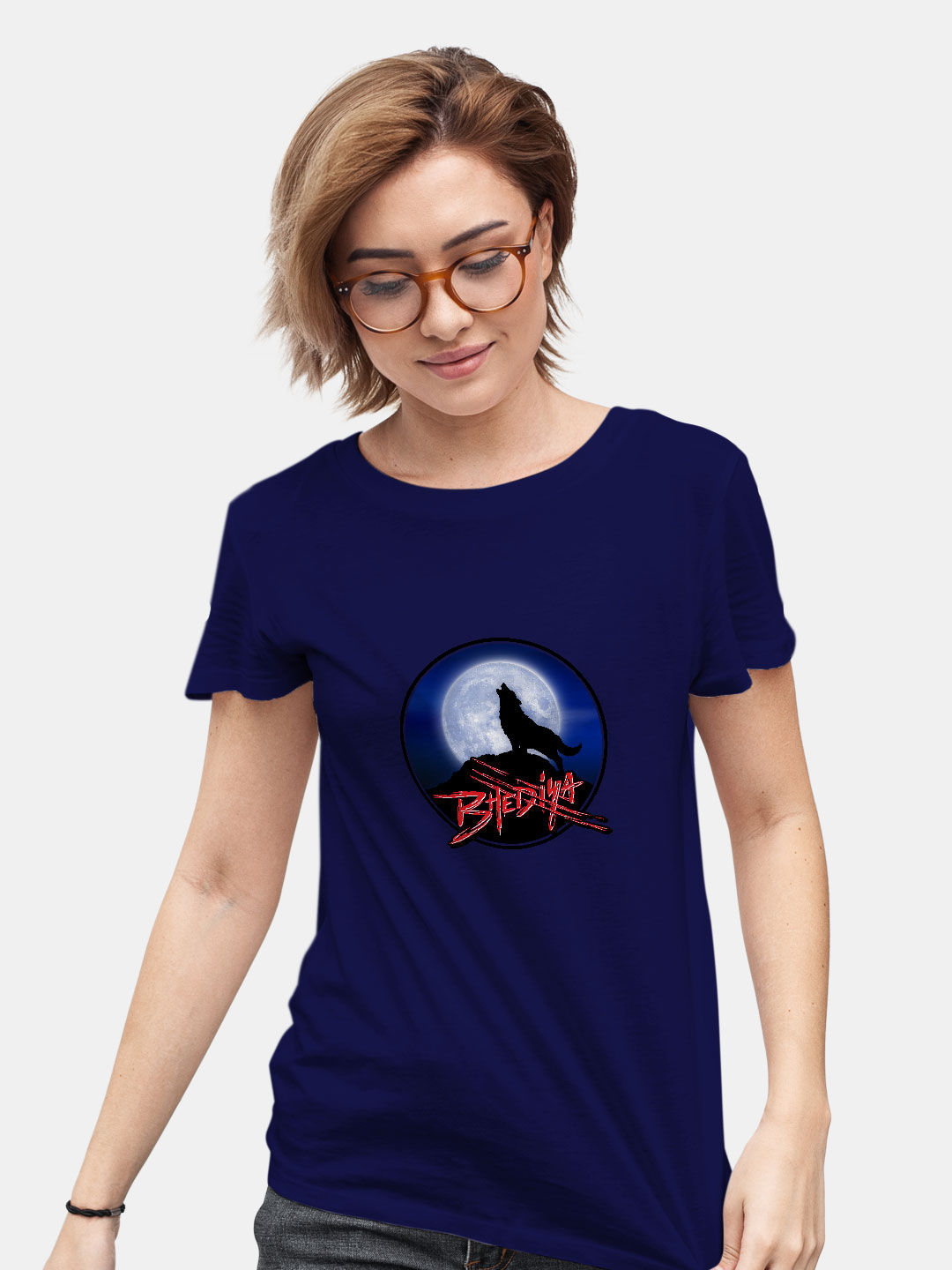 Buy Bhediya Growl Navy Blue - Female Designer T-Shirts T-Shirts Online
