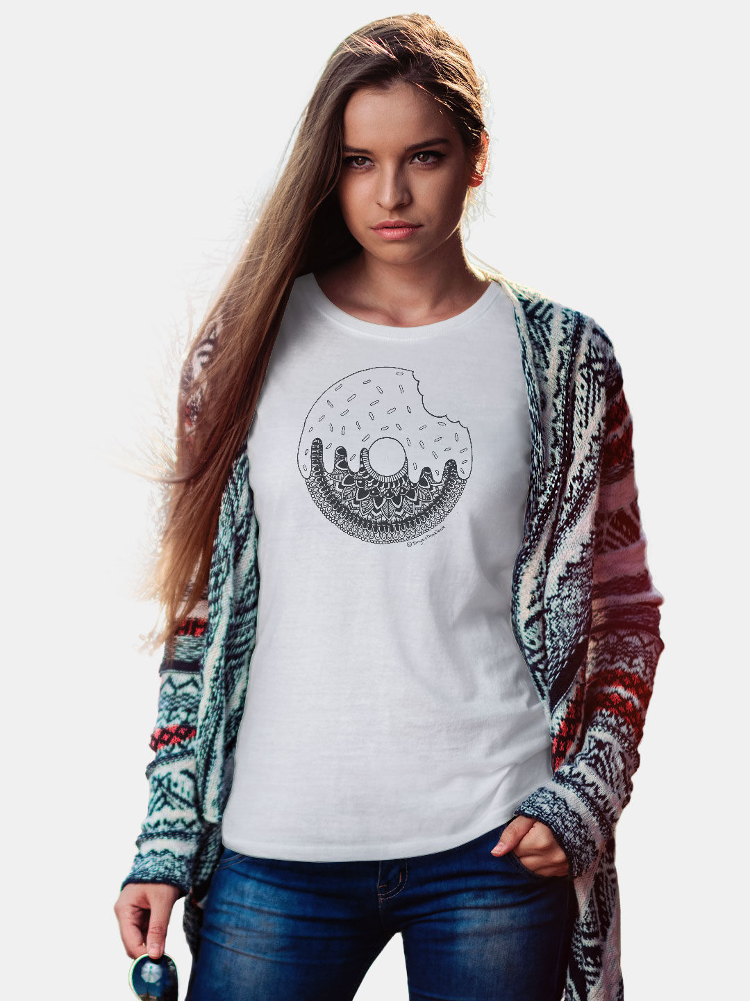 Buy Donut White - Female Designer T-Shirts T-Shirts Online