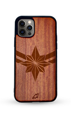 Buy Logo Captain Marvel - Dark Shade Wooden Phone Case for iPhone 12 Pro Max Phone Cases & Covers Online