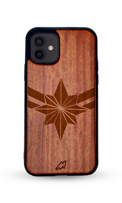 Buy Logo Captain Marvel - Dark Shade Wooden Phone Case for iPhone 12 Phone Cases & Covers Online